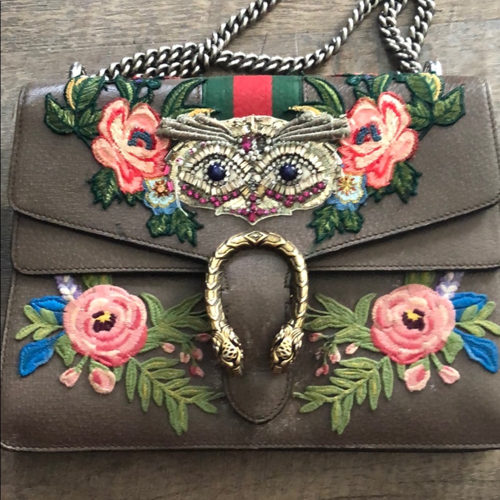 Gucci hand bag with embroidered owl